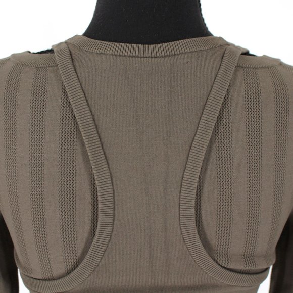 Alexander Wang Mesh Stripe Bi-Layer Long Sleeve Knit Mini Dress Moss X-Small NEW - Picture 6 of 9